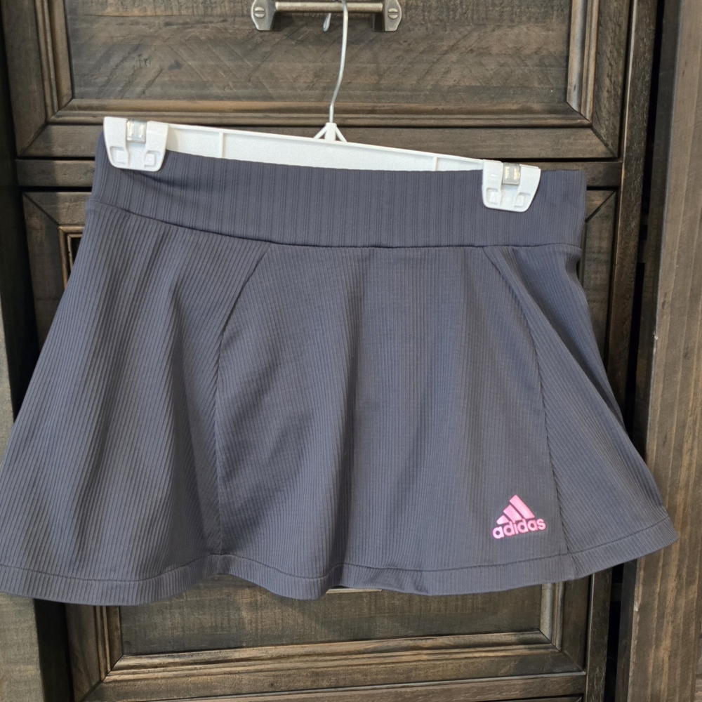 Adidas Gray Tennis Skirt with Pink Logo
